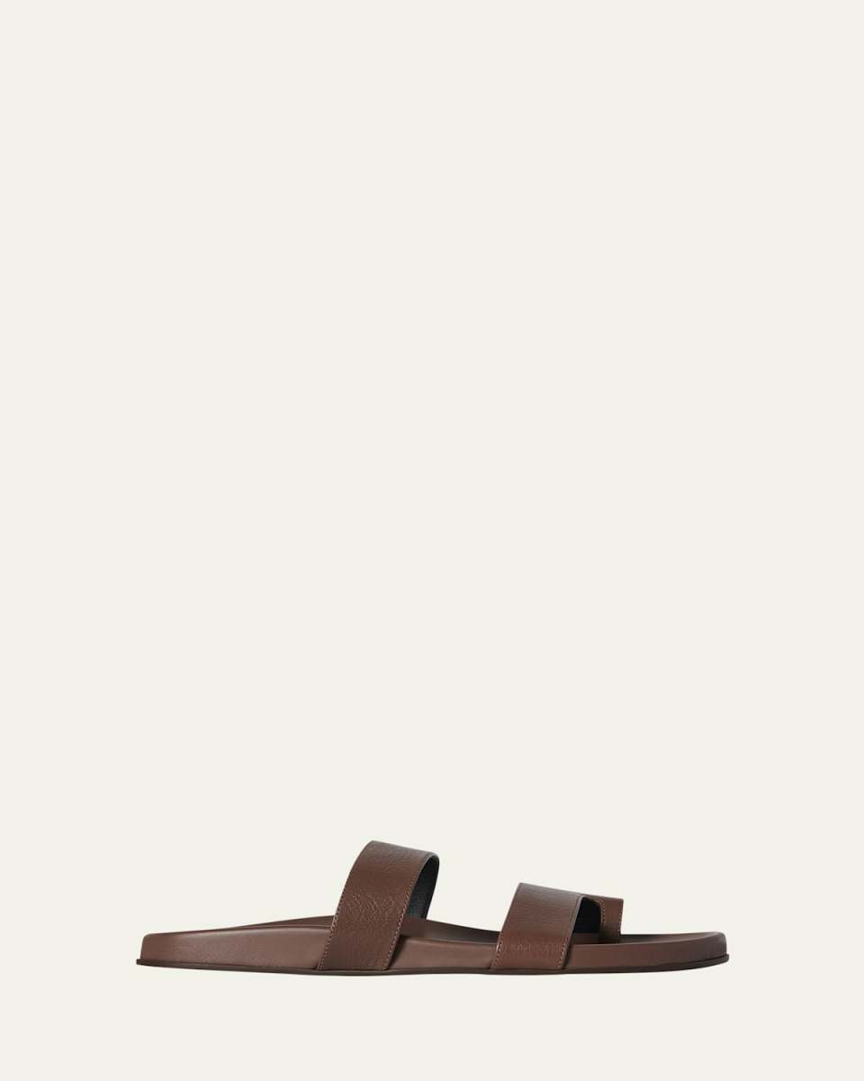 Hugh Leather Toe-Ring Slide Sandals